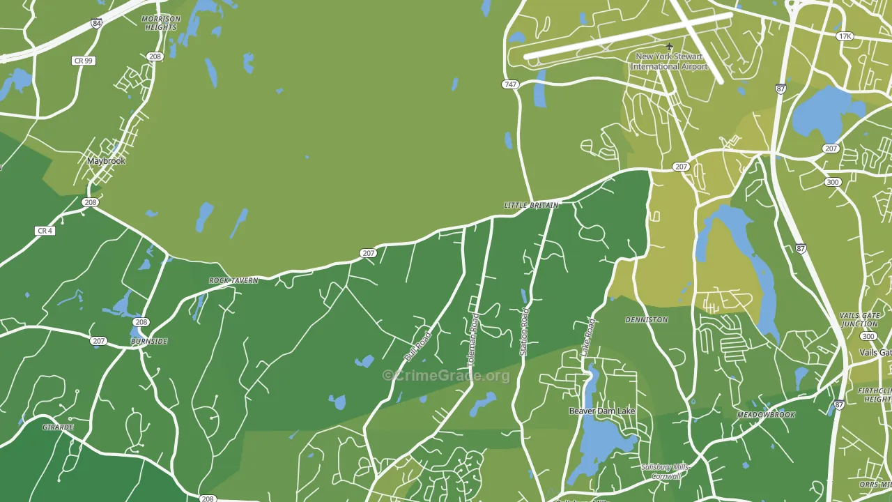 Rock Tavern, NY Map of Vehicle Theft Rates