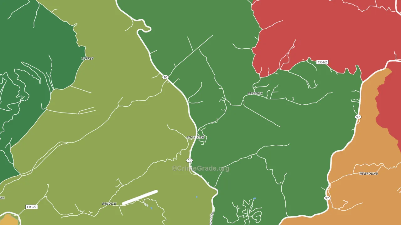 Rock View, WV Map of Vehicle Theft Rates