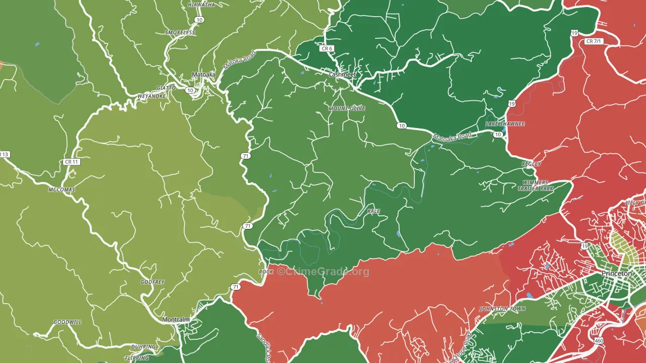 Rock, WV Map of Vehicle Theft Rates
