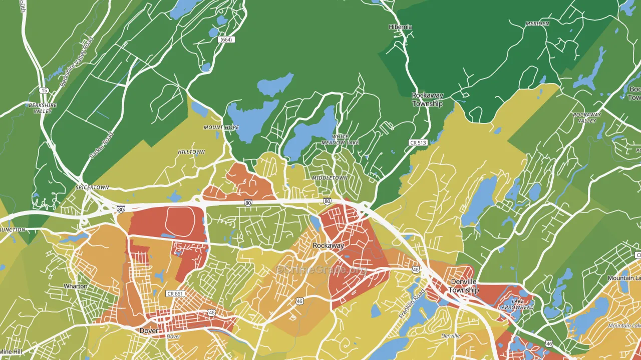 Rockaway, NJ Map of Vehicle Theft Rates
