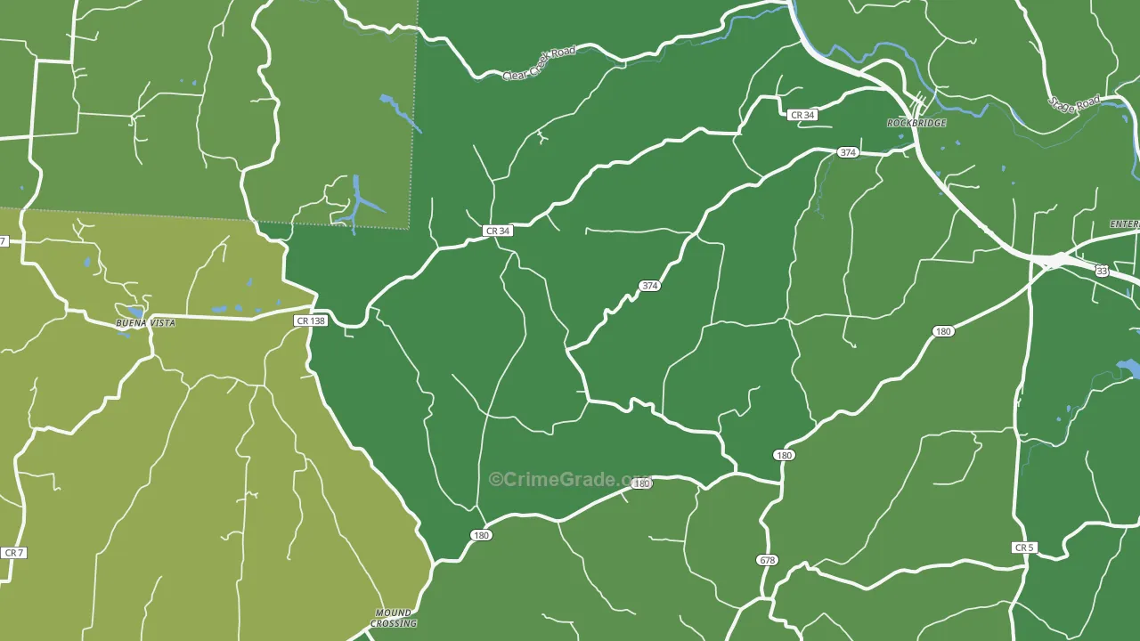 Rockbridge, OH Map of Vehicle Theft Rates