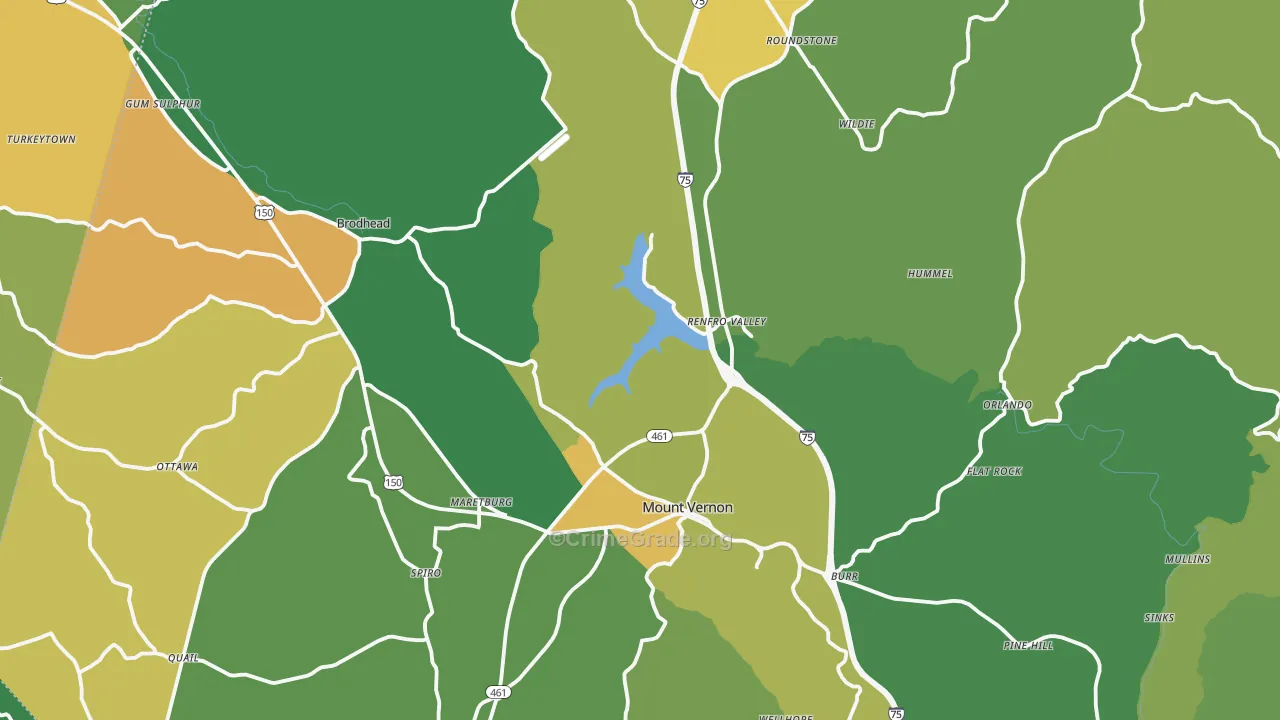 Rockcastle County, KY Map of Vehicle Theft Rates