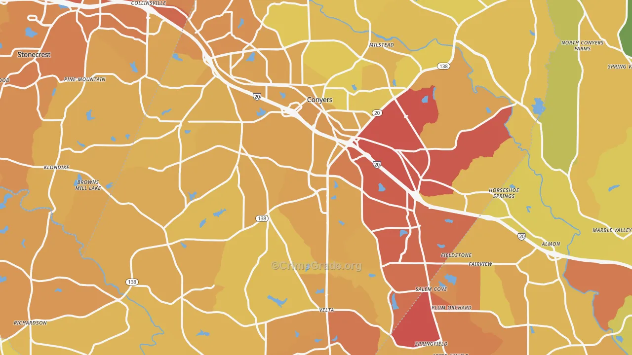 Rockdale County, GA Map of Vehicle Theft Rates