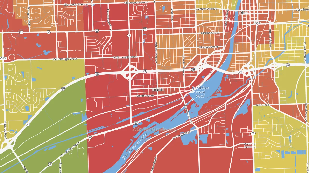 Rockdale, IL Map of Vehicle Theft Rates