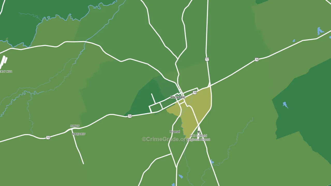Rockdale, TX Map of Vehicle Theft Rates