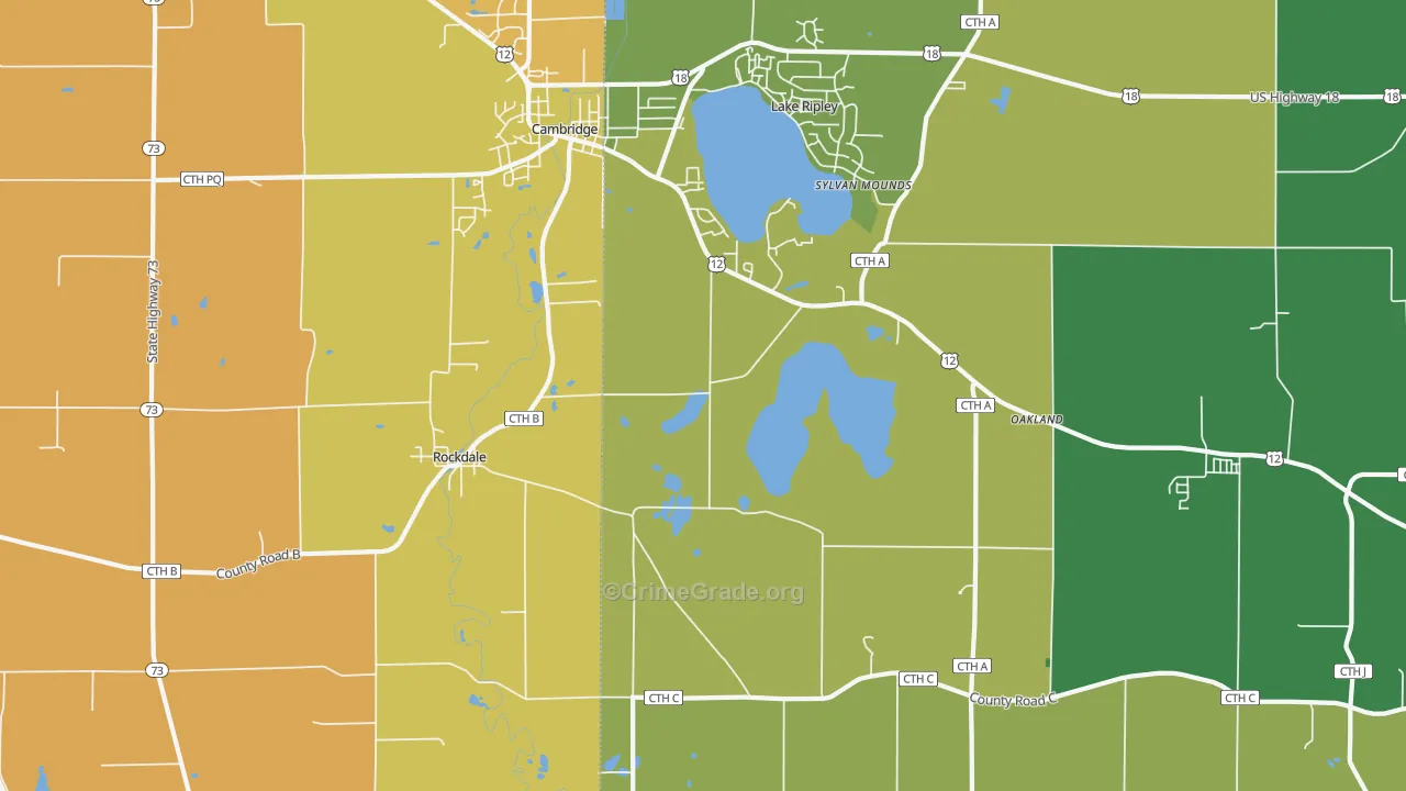 Rockdale, WI Map of Vehicle Theft Rates