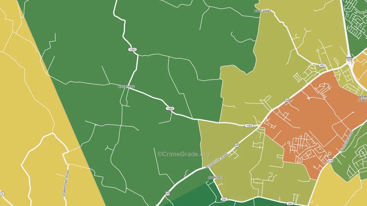 Rockfield, KY Map of Vehicle Theft Rates