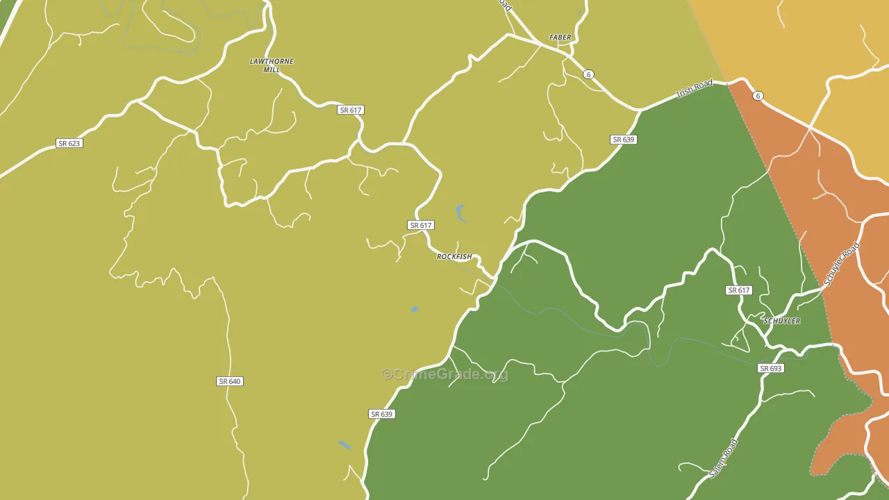 Rockfish, VA Map of Vehicle Theft Rates
