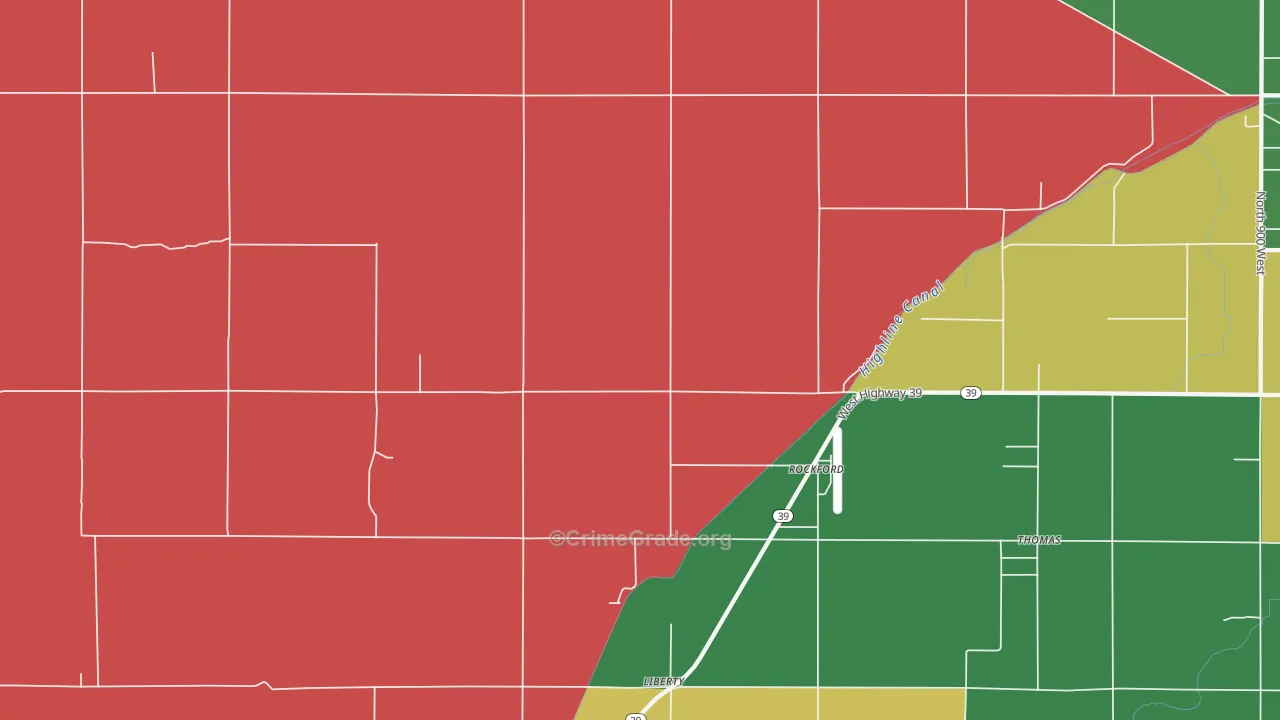 Rockford, ID Map of Vehicle Theft Rates