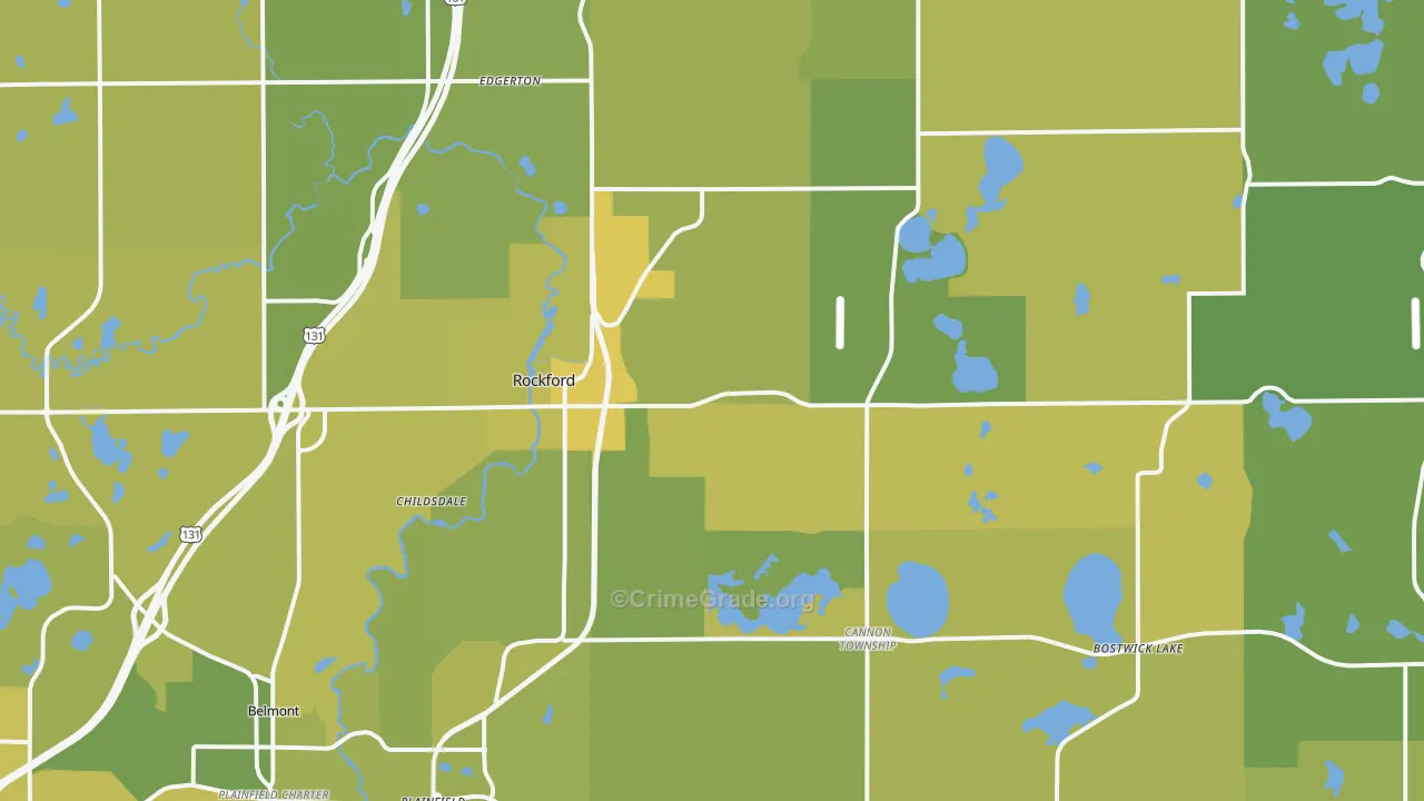 Rockford, MI Map of Vehicle Theft Rates