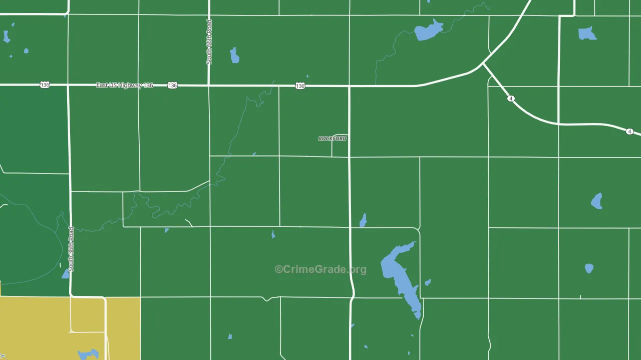 Rockford, NE Map of Vehicle Theft Rates