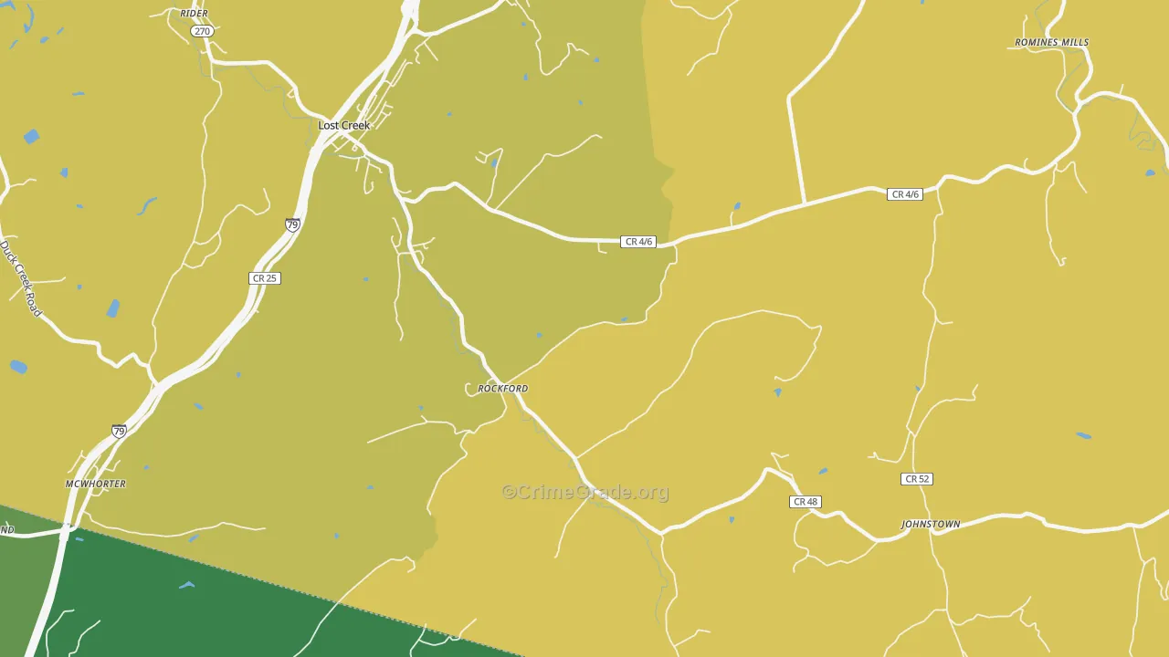 Rockford, WV Map of Vehicle Theft Rates