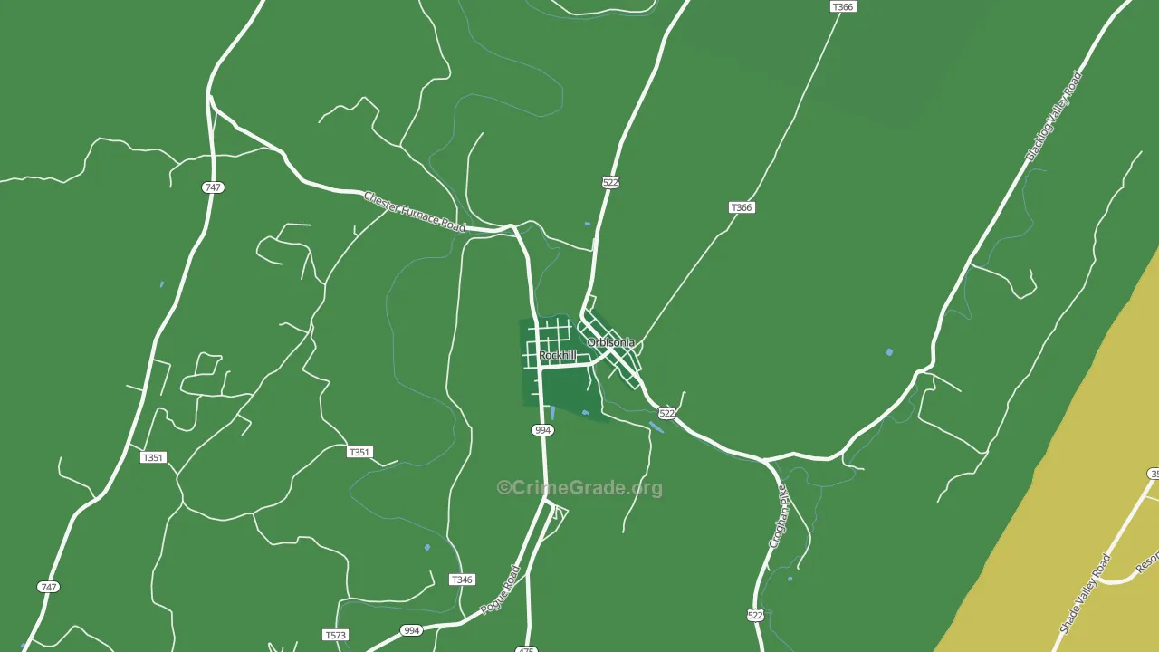 Rockhill Furnace, PA Map of Vehicle Theft Rates