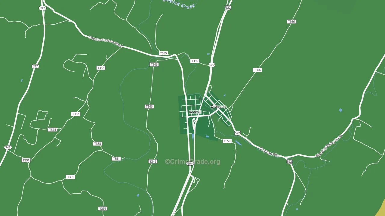 Rockhill, PA Map of Vehicle Theft Rates