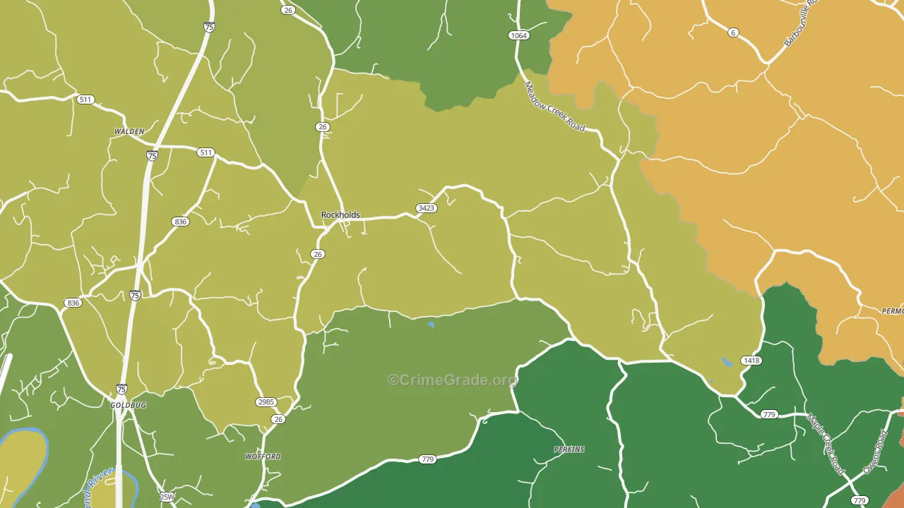 Rockholds, KY Map of Vehicle Theft Rates