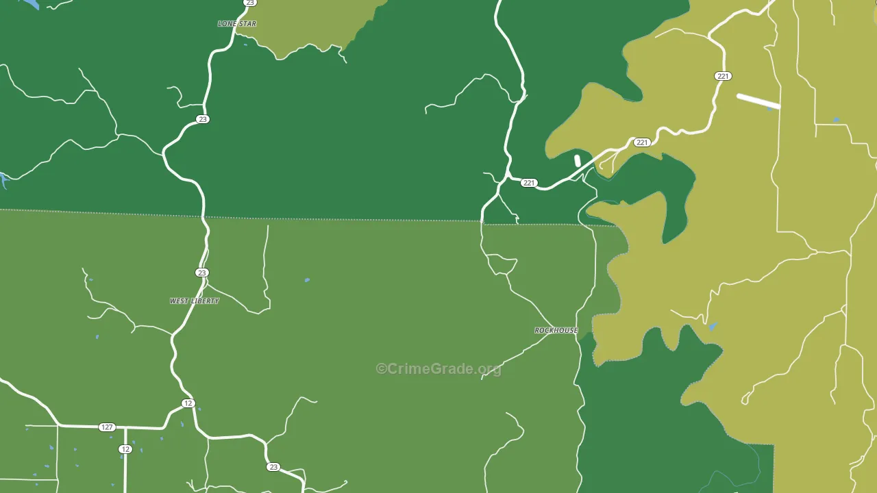 Rockhouse, AR Map of Vehicle Theft Rates