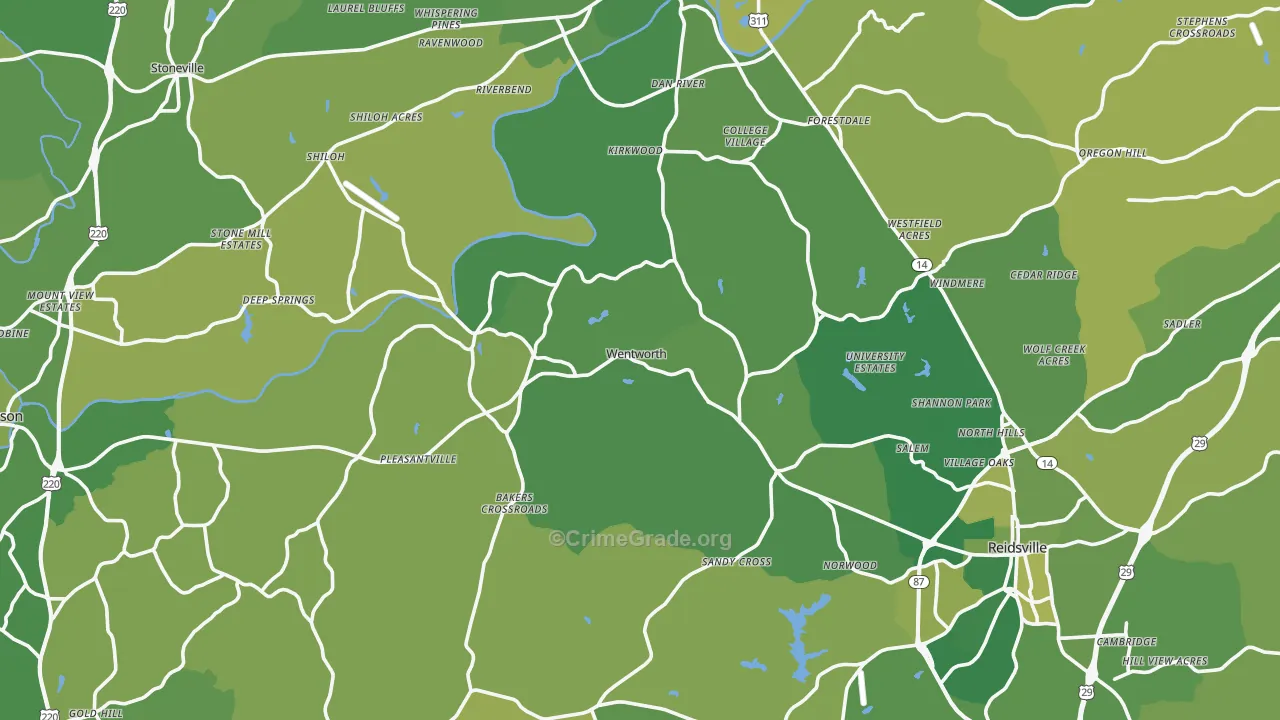 Rockingham County, NC Map of Vehicle Theft Rates