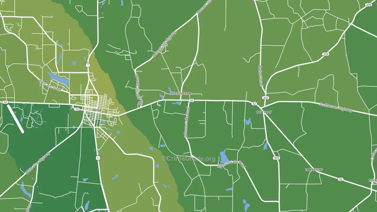 Rockingham, GA Map of Vehicle Theft Rates