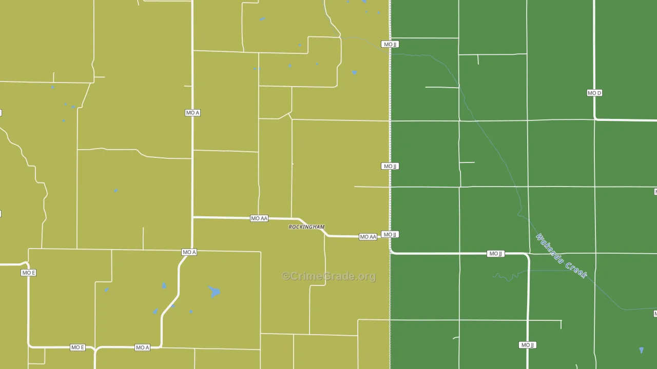 Rockingham, MO Map of Vehicle Theft Rates