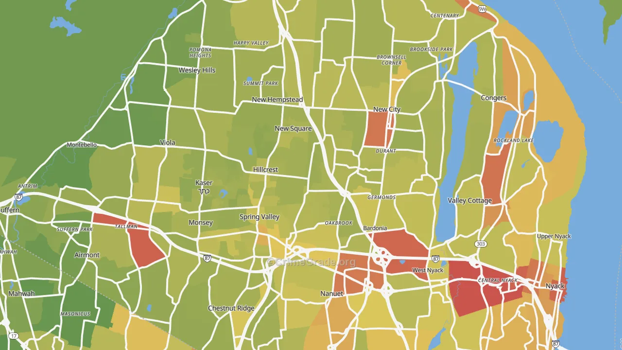 Rockland County, NY Map of Vehicle Theft Rates