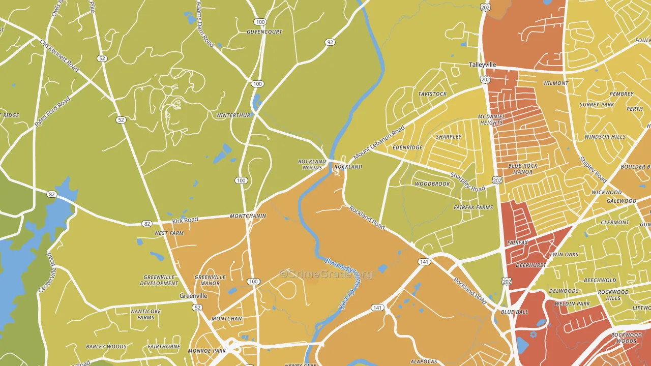Rockland, DE Map of Vehicle Theft Rates