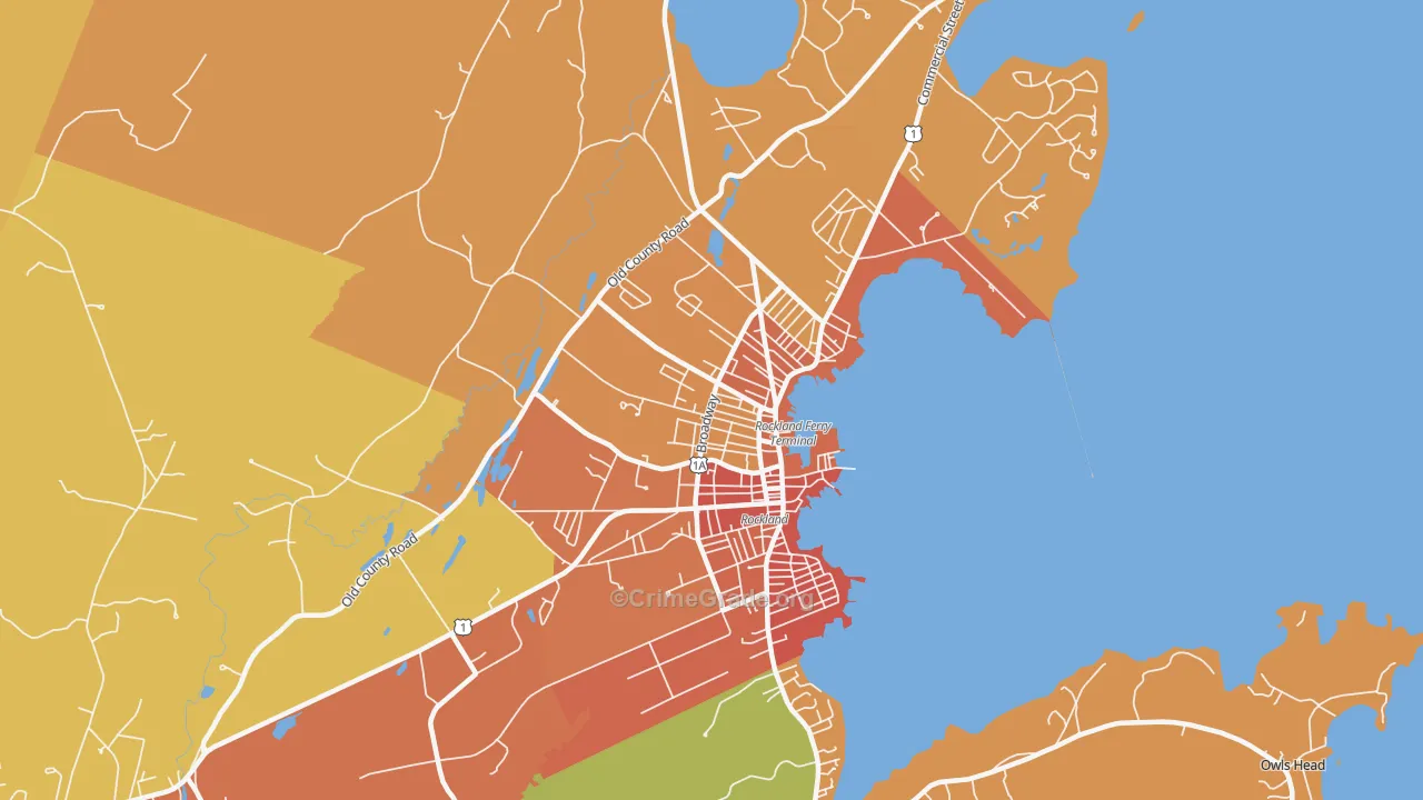 Rockland, ME Map of Vehicle Theft Rates