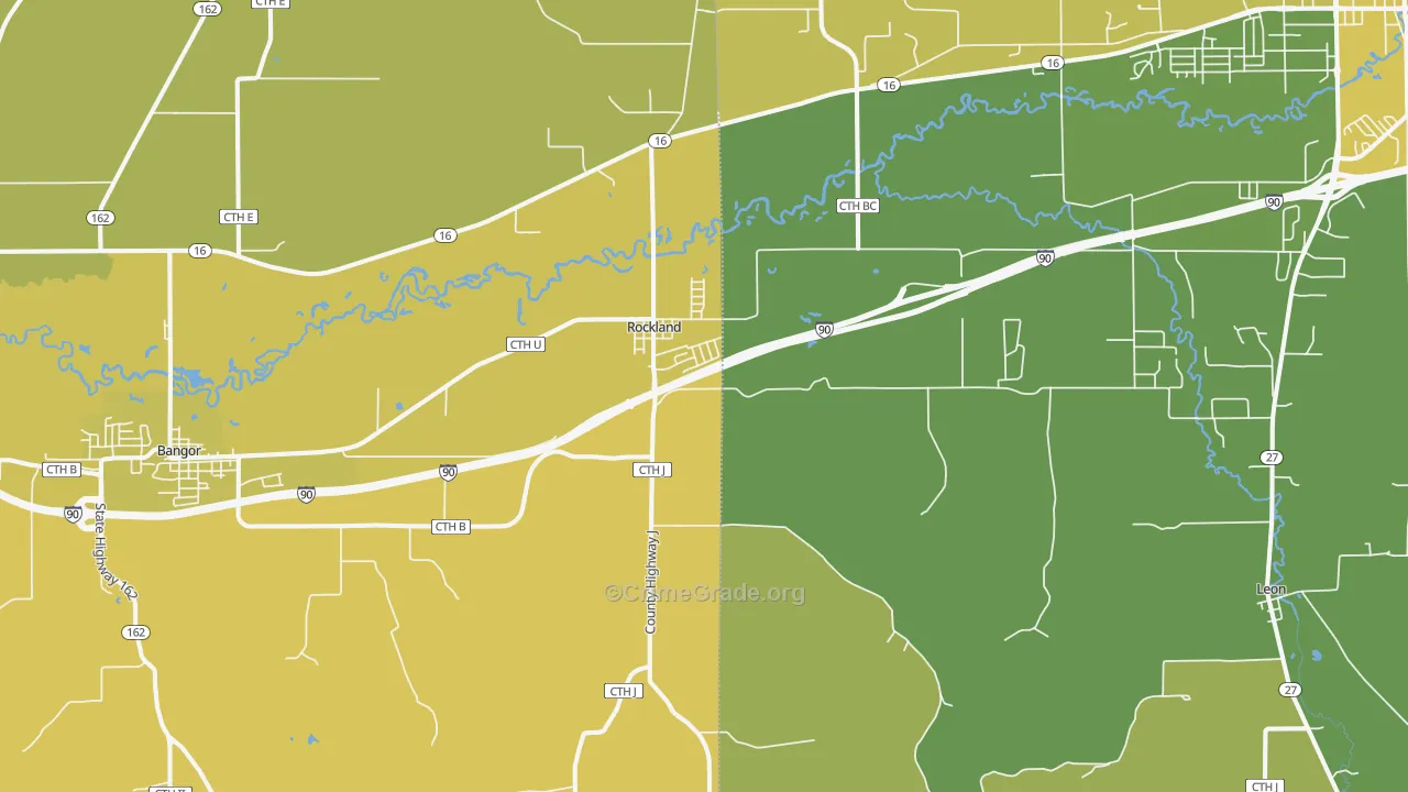 Rockland, WI Map of Vehicle Theft Rates