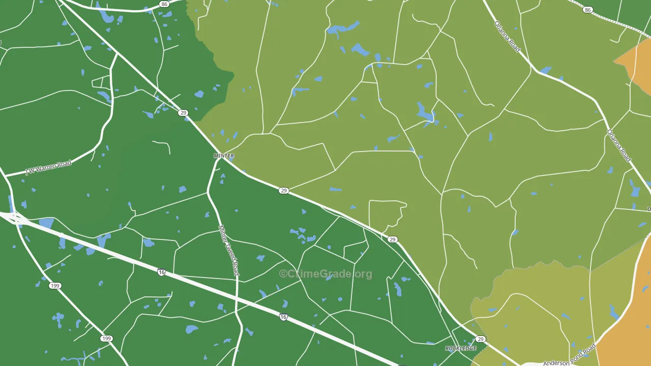 Rockledge, GA Map of Vehicle Theft Rates