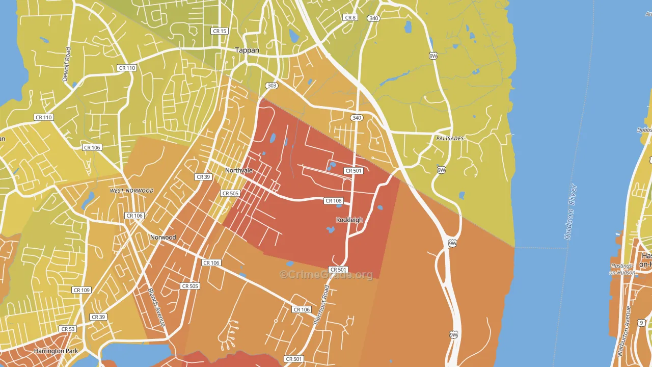 Rockleigh, NJ Map of Vehicle Theft Rates