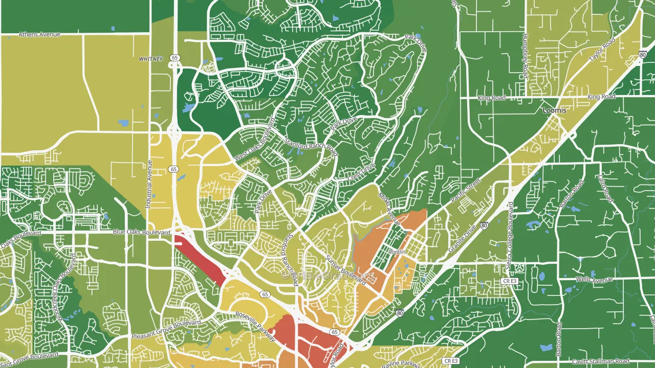 Rocklin, CA Map of Vehicle Theft Rates