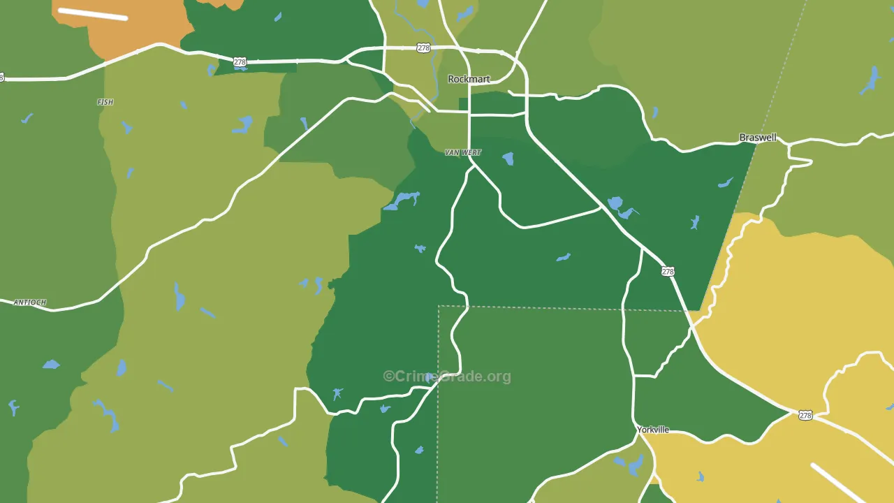 Rockmart, GA Map of Vehicle Theft Rates