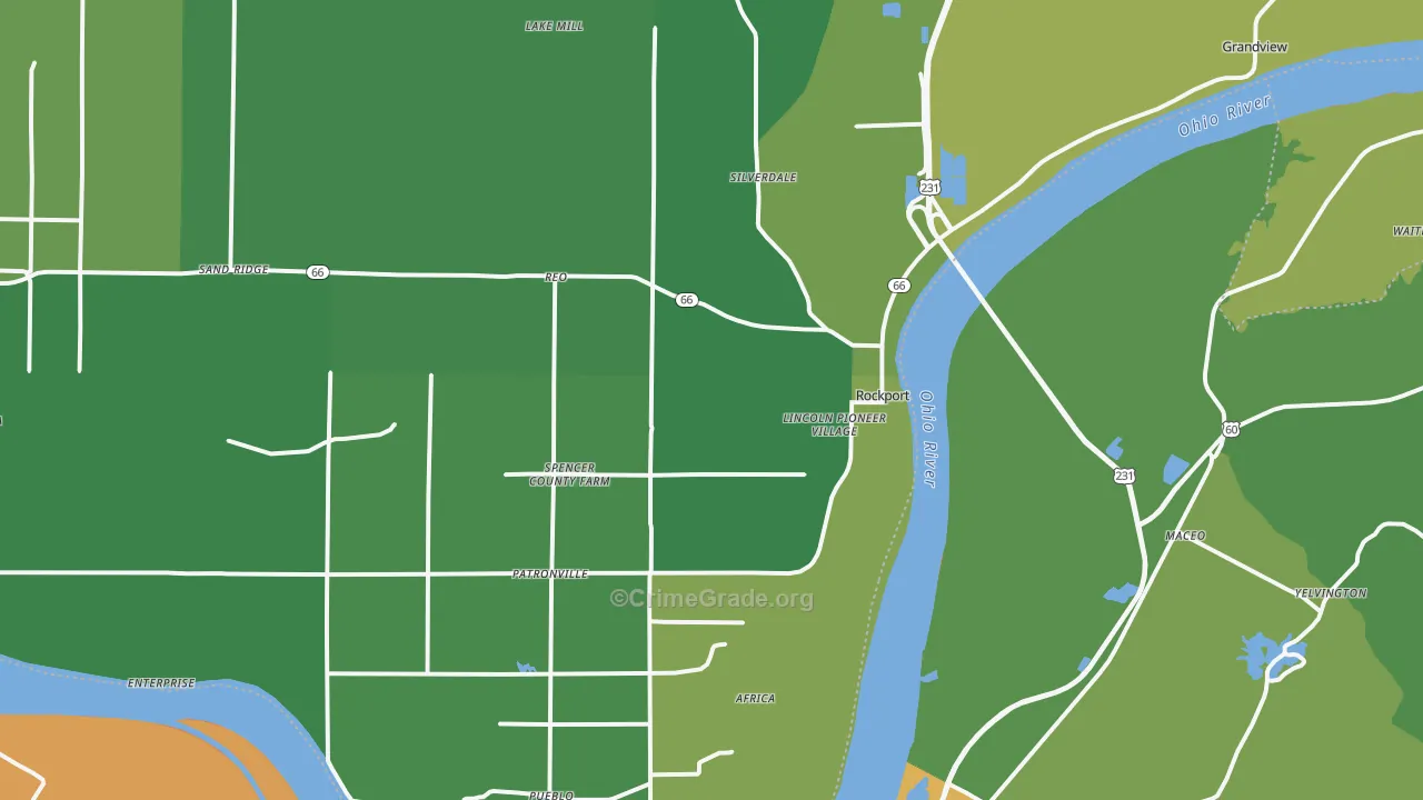 Rockport, IN Map of Vehicle Theft Rates