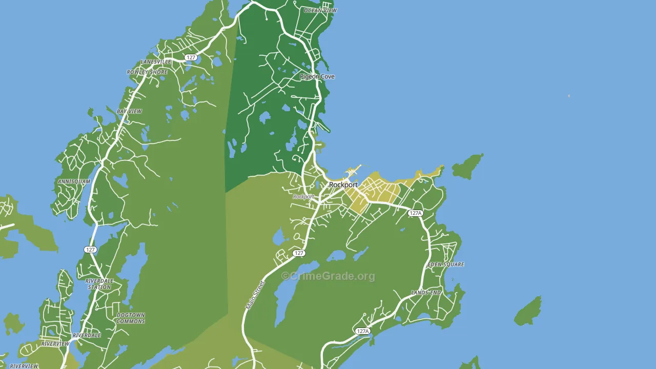 Rockport, MA Map of Vehicle Theft Rates