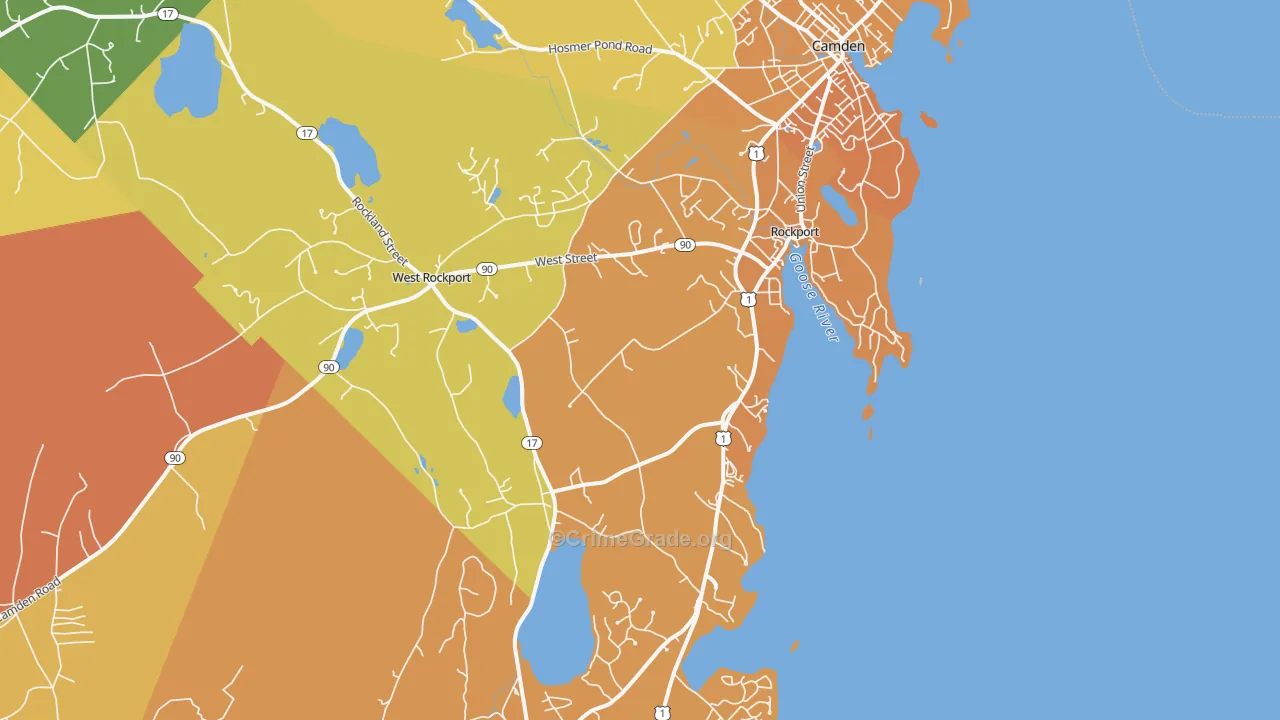 Rockport, ME Map of Vehicle Theft Rates