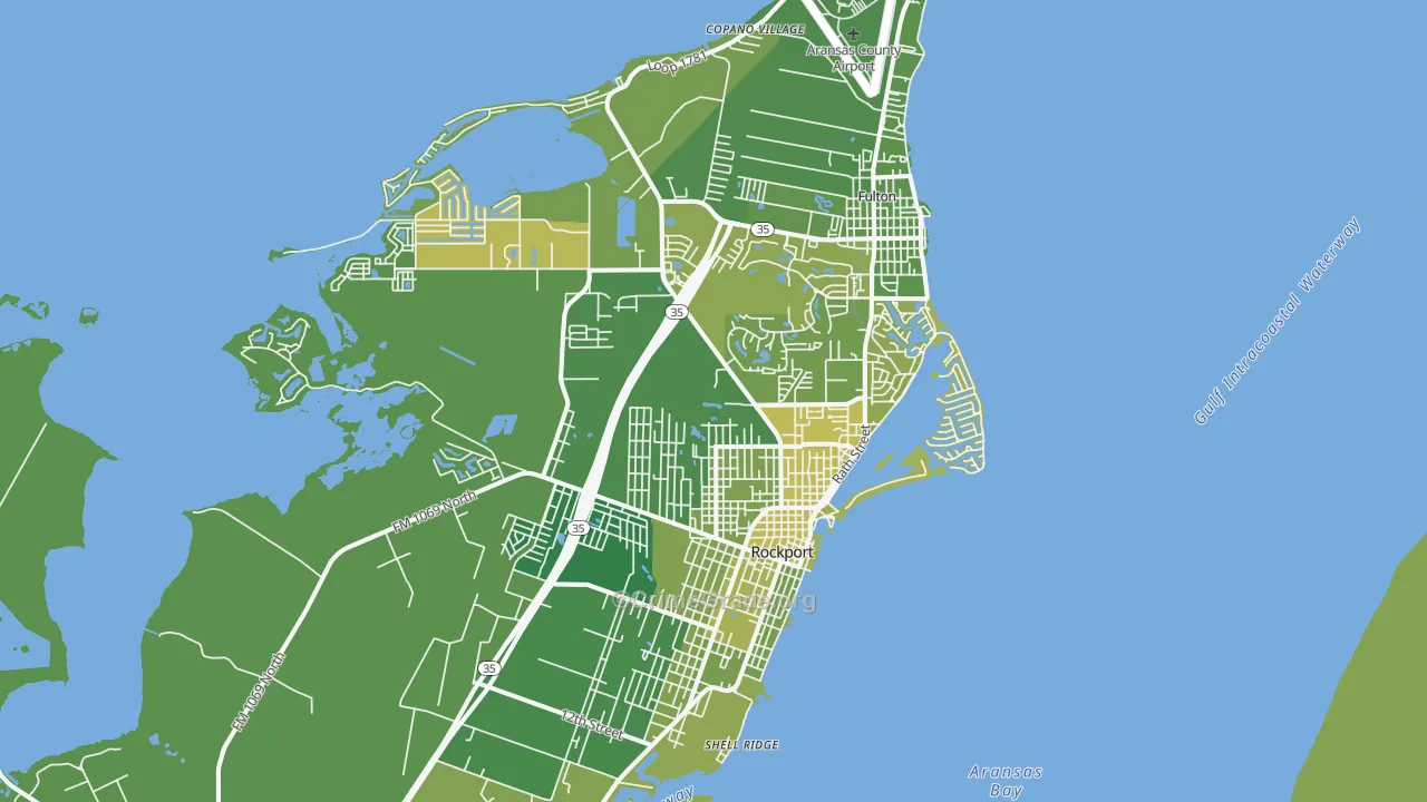 Rockport, TX Map of Vehicle Theft Rates