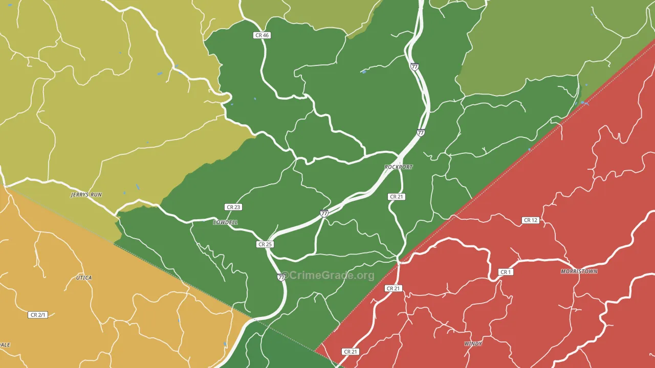 Rockport, WV Map of Vehicle Theft Rates