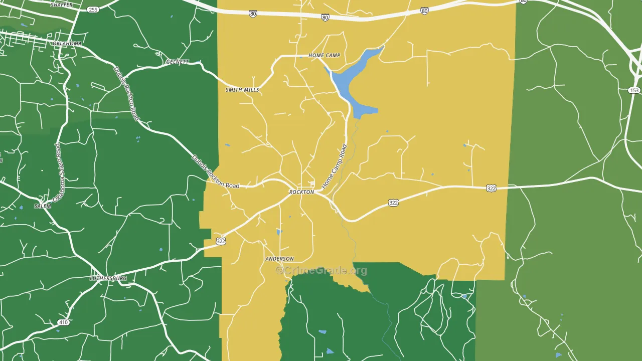 Rockton, PA Map of Vehicle Theft Rates
