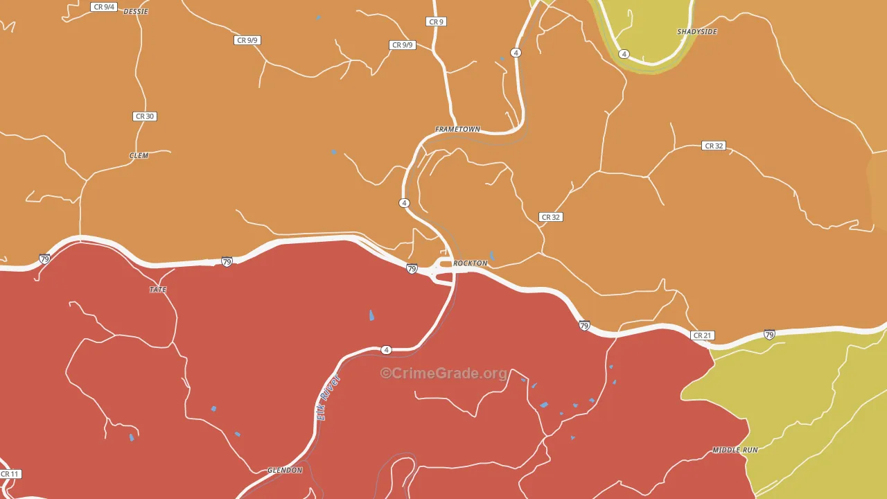 Rockton, WV Map of Vehicle Theft Rates