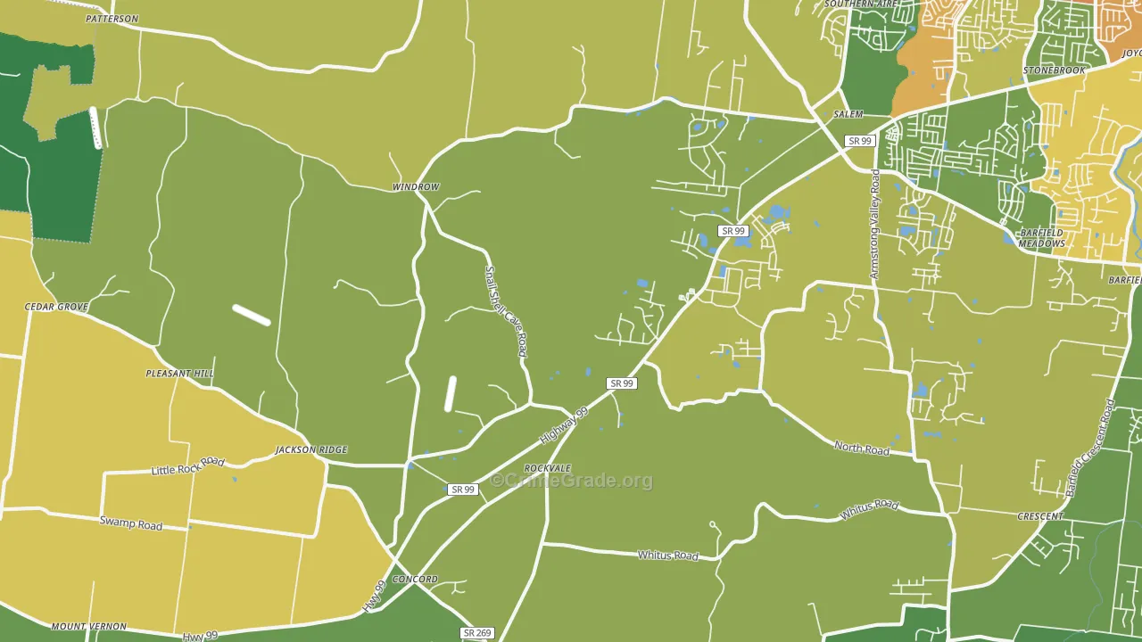 Rockvale, TN Map of Vehicle Theft Rates
