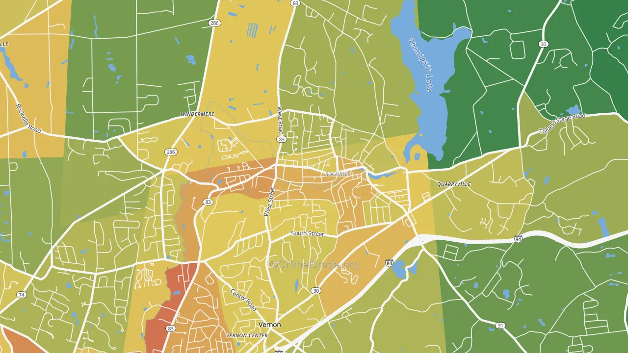Rockville, CT Map of Vehicle Theft Rates