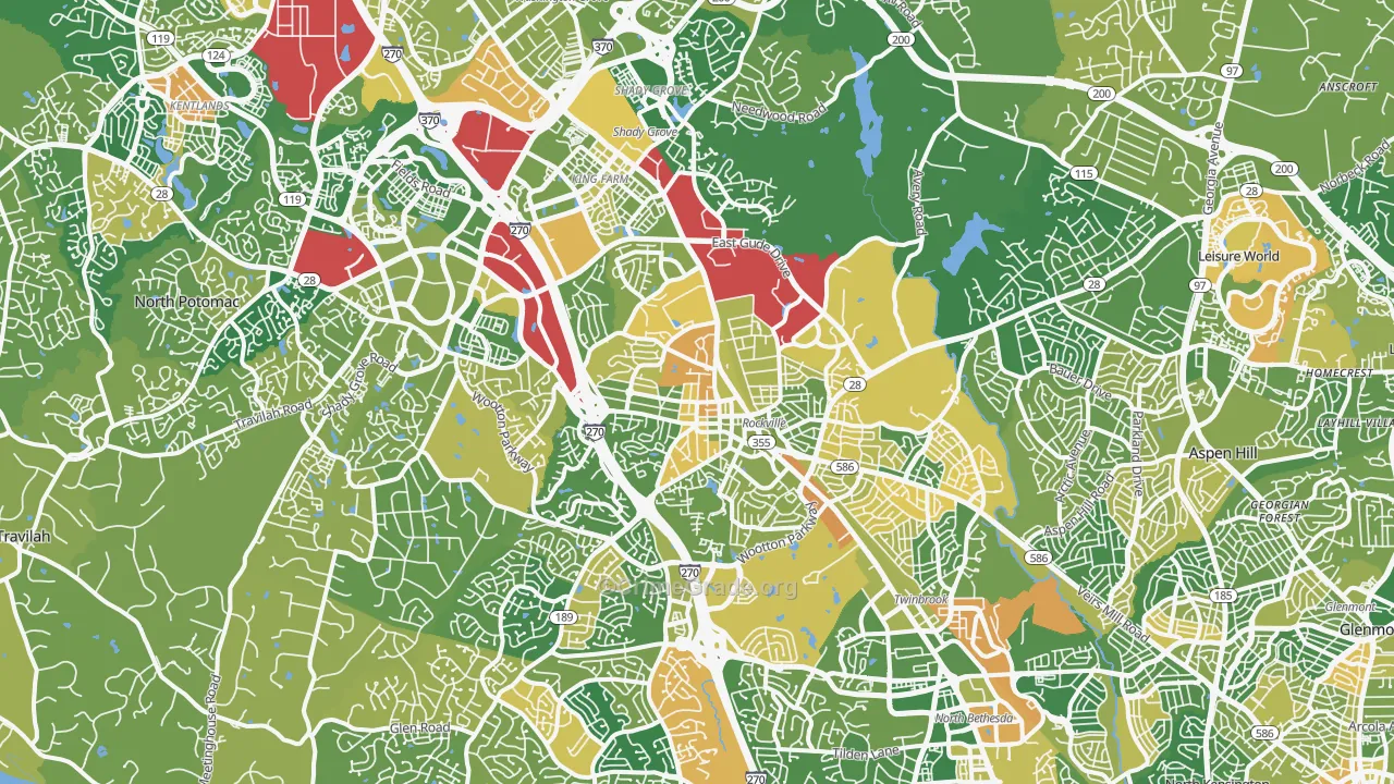 Rockville, MD Map of Vehicle Theft Rates