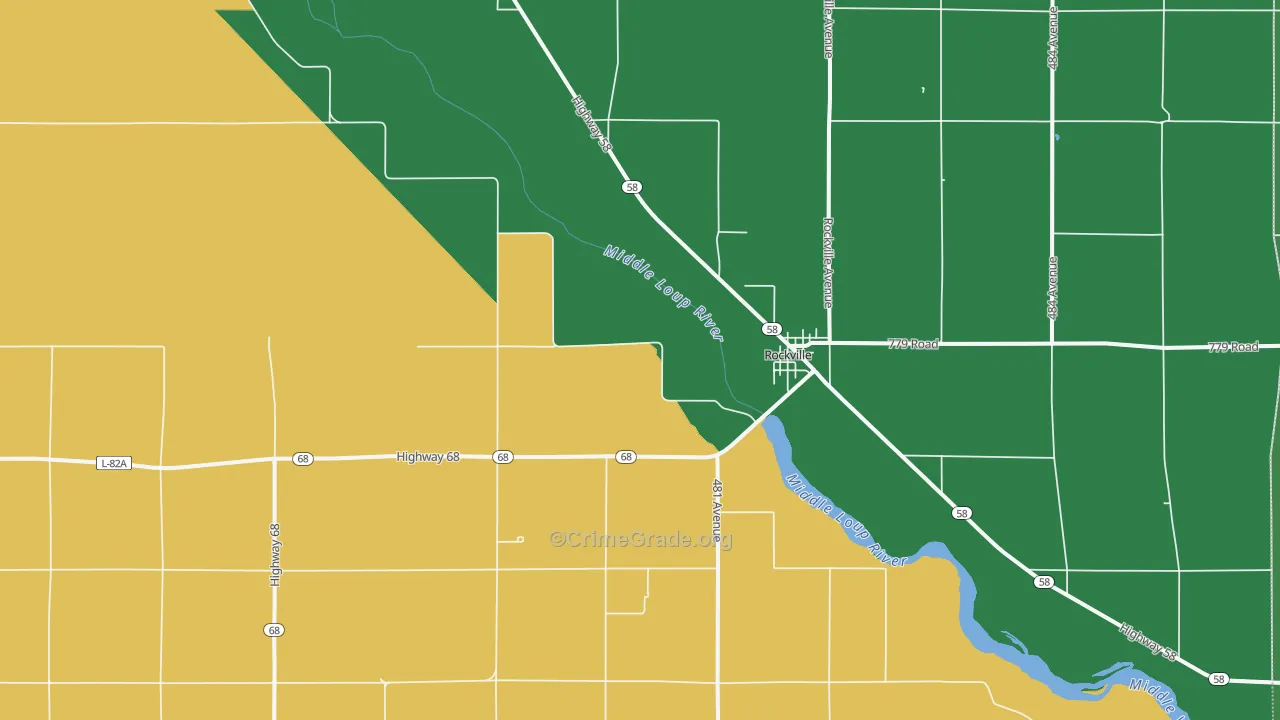 Rockville, NE Map of Vehicle Theft Rates