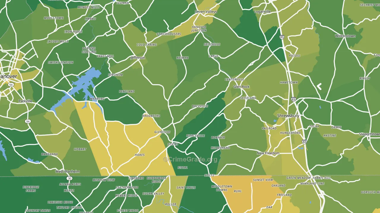 Rockville, PA Map of Vehicle Theft Rates
