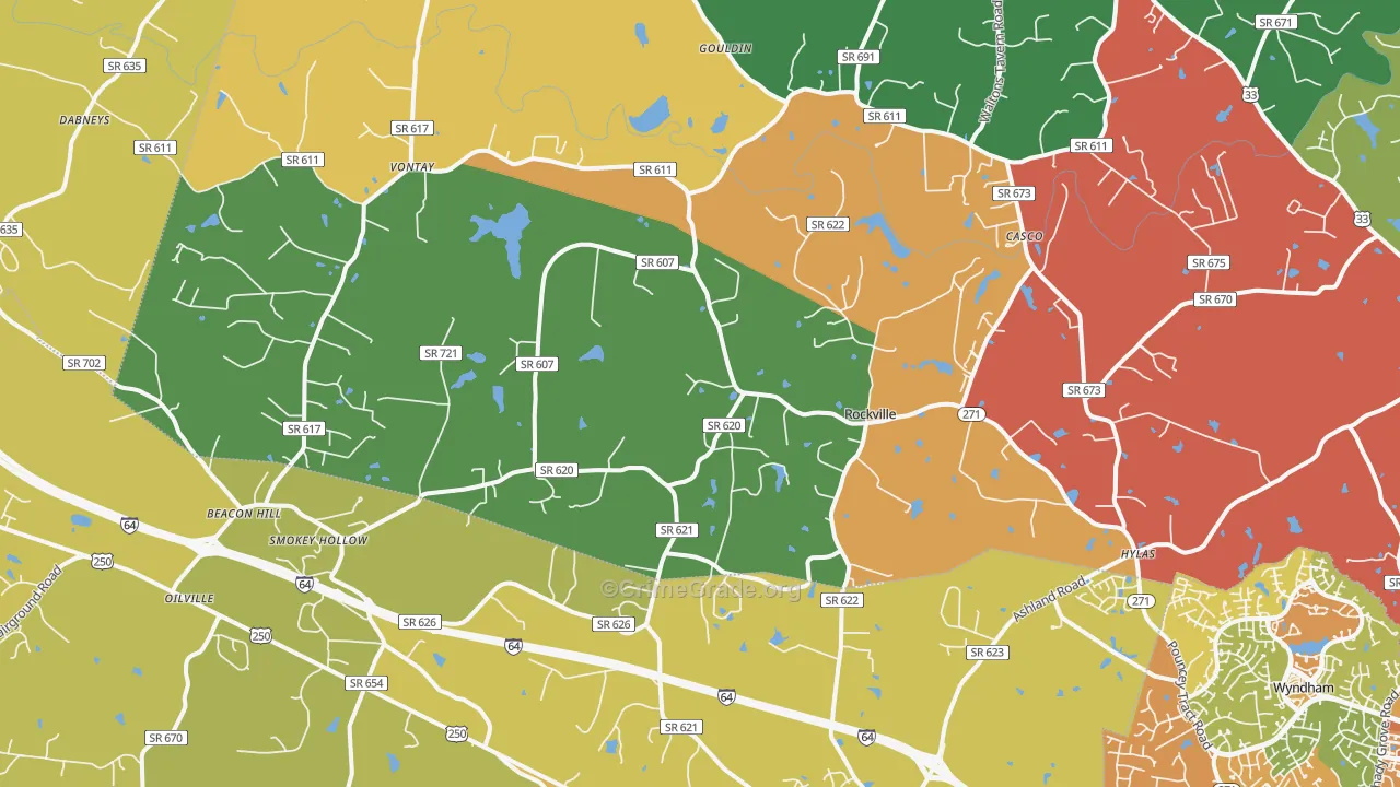 Rockville, VA Map of Vehicle Theft Rates