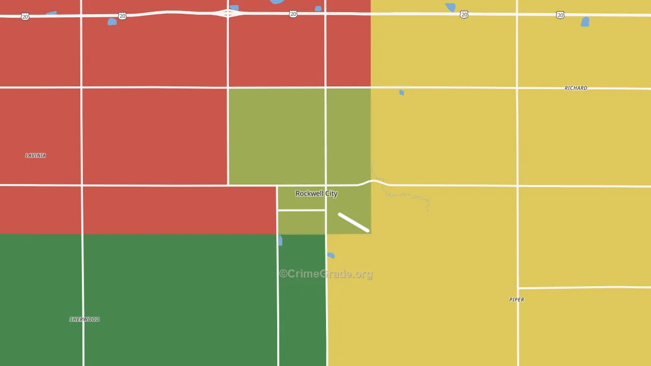 Rockwell City, IA Map of Vehicle Theft Rates