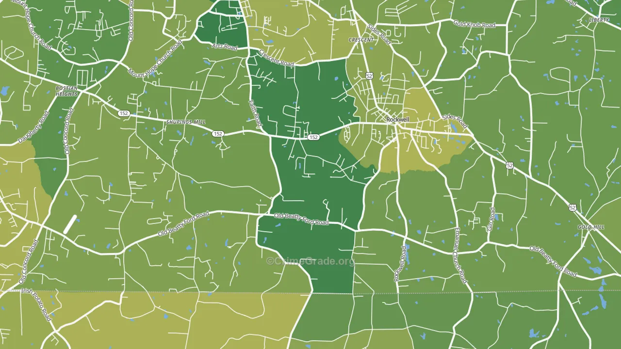 Rockwell, NC Map of Vehicle Theft Rates