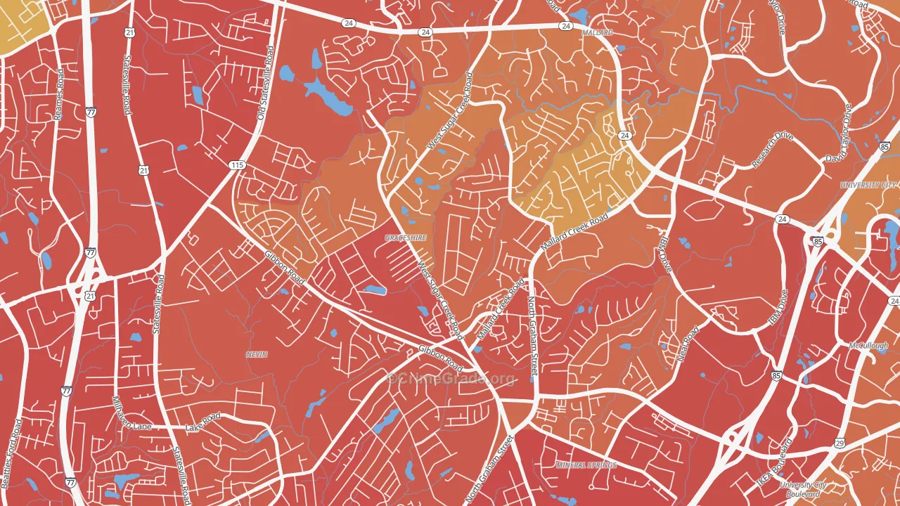 Rockwell Park-Hemphill Heights, Charlotte, NC Map of Vehicle Theft Rates