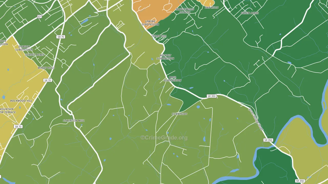 Rockwood Hill, TN Map of Vehicle Theft Rates