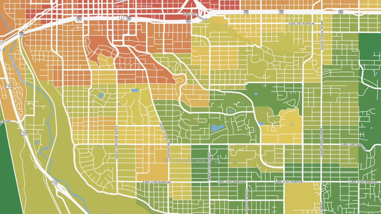 Rockwood, Spokane, WA Map of Vehicle Theft Rates