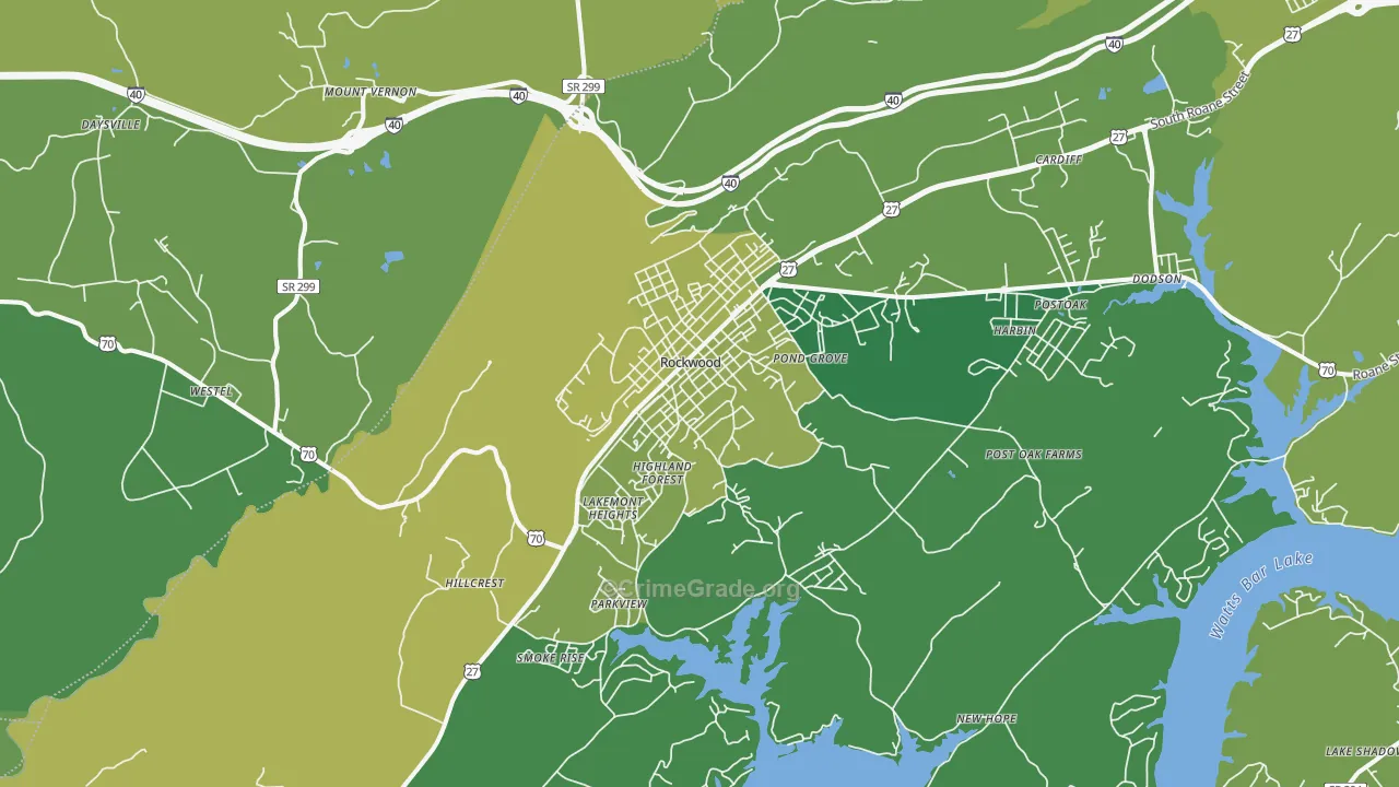 Rockwood, TN Map of Vehicle Theft Rates